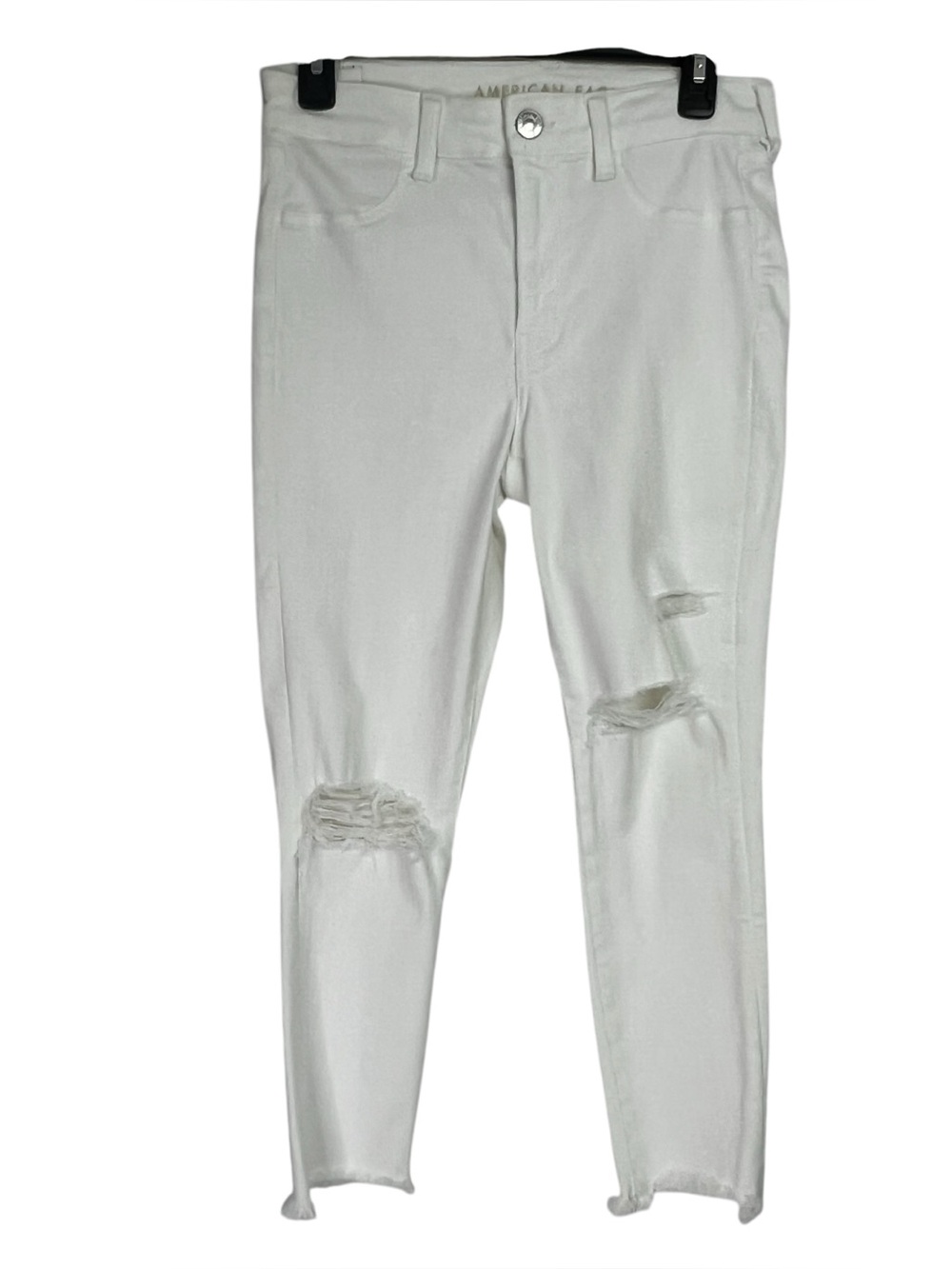 American Eagle Outfitters Women White Jeans Sz Small Short Ripped /Torn/Distress